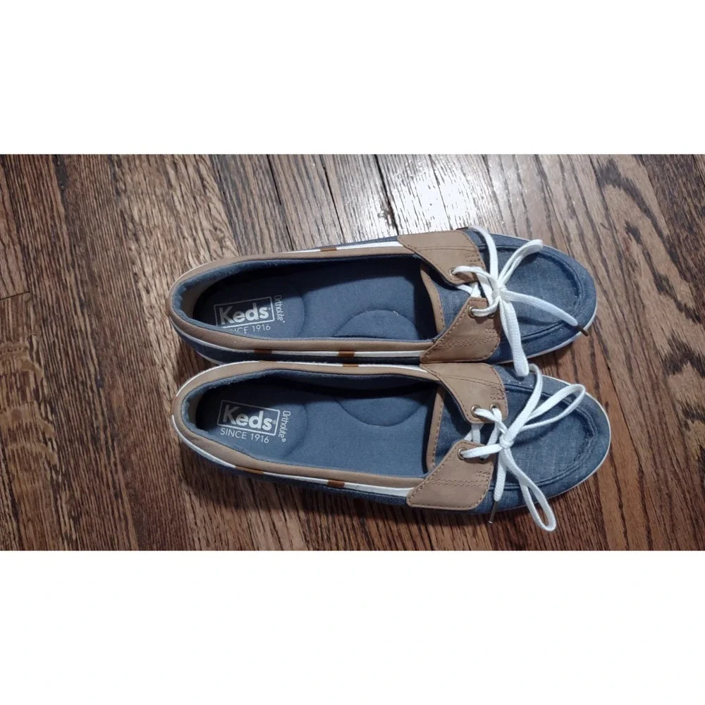 Keds Glimmer‎ Women's Boat Shoes Size 9.5 Denim Blue Chambray Ortholite WF58001